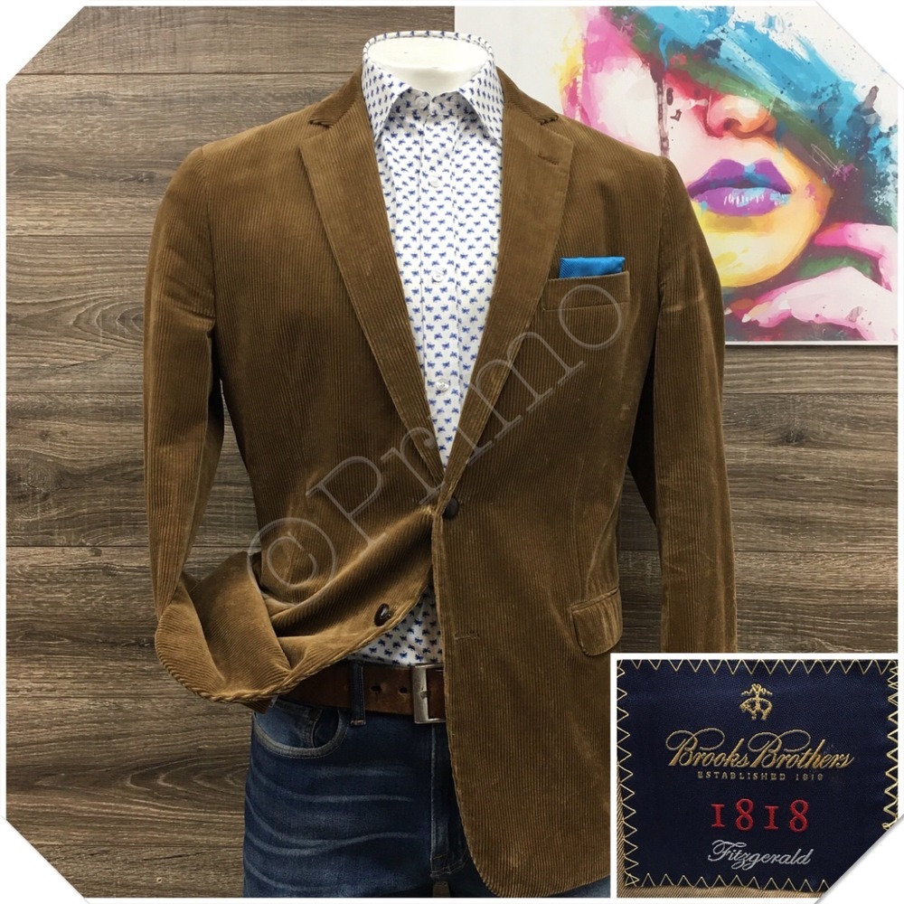 BROOKS BROTHERS Mens Corduroy Blazer‎ Sport Coat Casual Jacket 44L Suit (SPOTS)